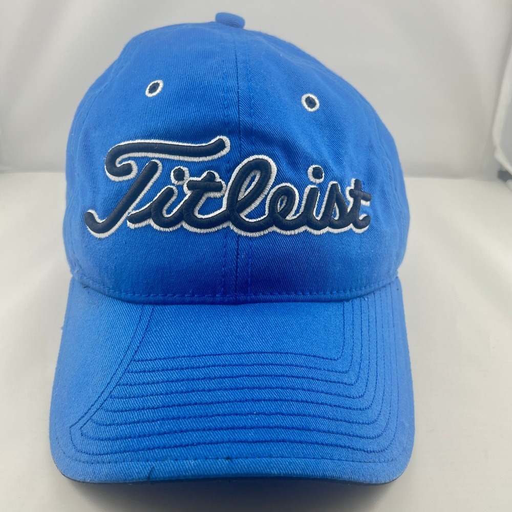 Titleist by New Era Mens Golf Hat Blue Adjustable Strapback Cotton Script‎ Logo